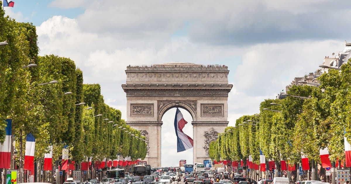 The Champs-Élysées and Arc de Triomphe